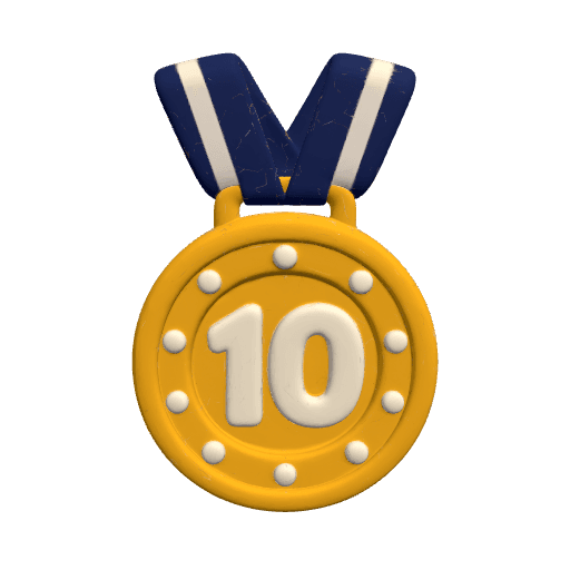 A medal marked ten